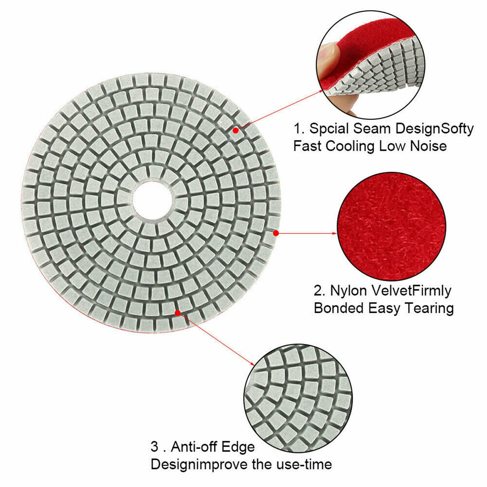 10/8PCS Set Diamond Polishing Pads 4 inch Wet Dry Granite Marble Concrete Stone