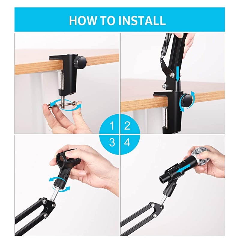 Microphone Arm Upgraded Mic Arm Microphone Stand Boom Suspension Stand with 38quot to 58quot Screw Adapter Clip for Blue Yeti Snowball Yeti Nano Yeti x and other Mic