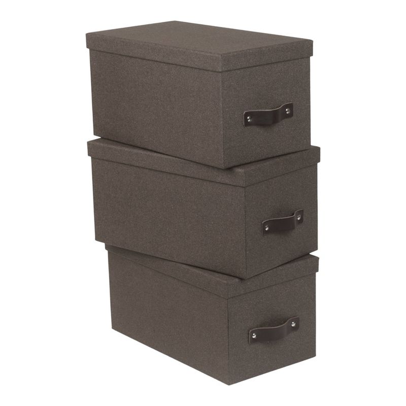 Set of 3 Silvia Canvas Media Box Dark Brown - Bigso Box of Sweden