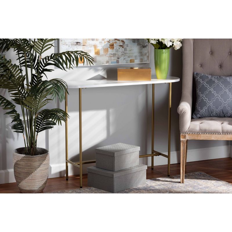 Samuel Metal Console Table with Faux Marble Tabletop Gold - Baxton Studio