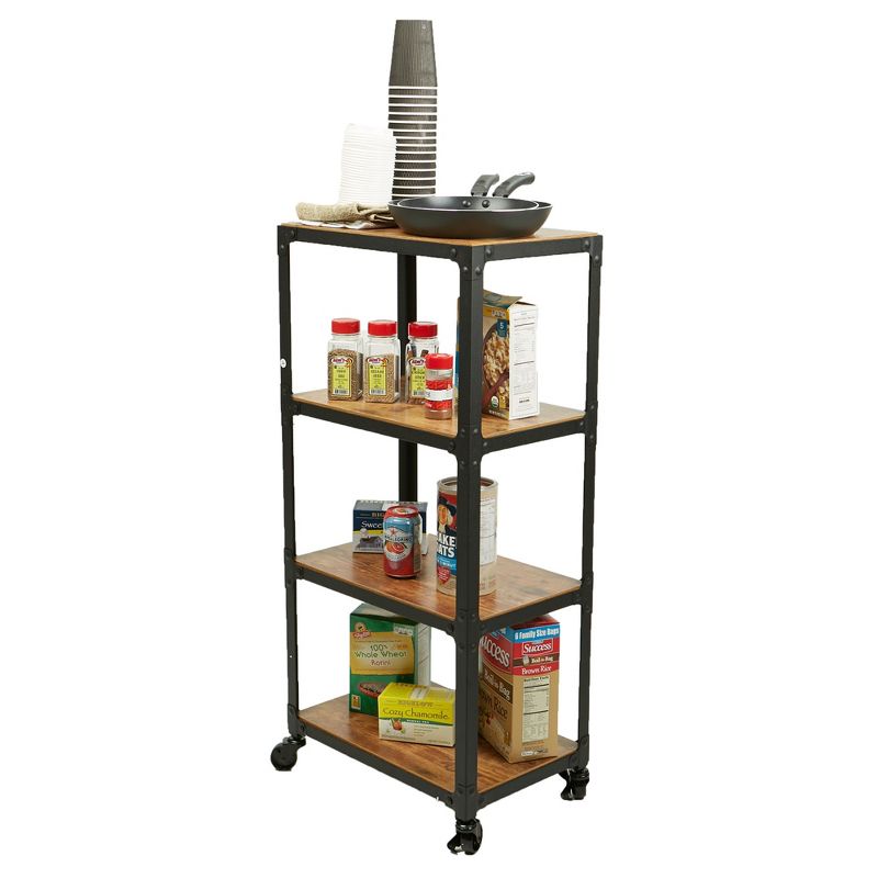 Mind Reader Rolling Bar Cart 4-Tier Kitchen Microwave Cart Island