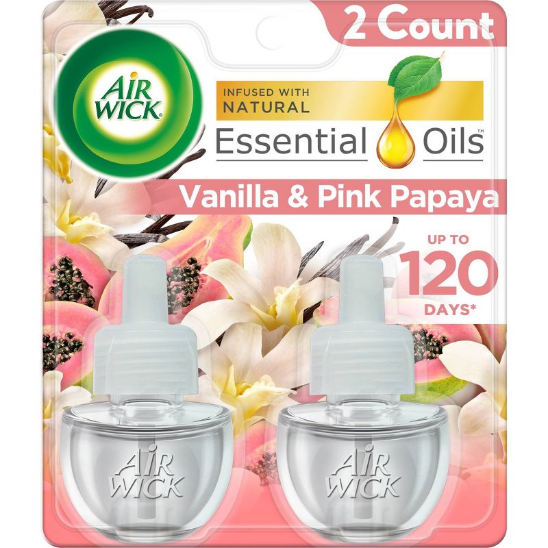 Air Wick Scented Oil - Twin Refill Essential Oils Vanilla & Pink Papaya 2.67oz