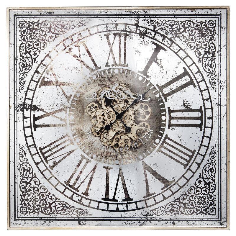 36" Square Wall Clock White Black - A&B Home