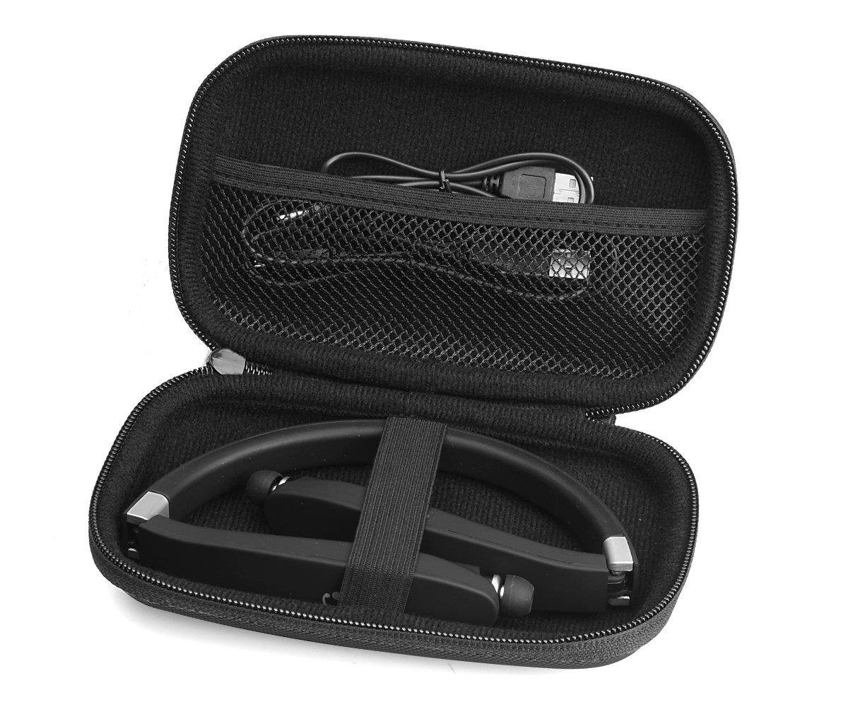Travel Case for Wireless Foldable Sports Neckband Bluetooth Headphones Like NEXGADGET, EGRD, HOBEST, Moche, Fetta, dostyle, Senbowe, Levin,Dylan, pkman, Bestyoyo, ATC, VICTA, AVIVANT, souldio (Black)