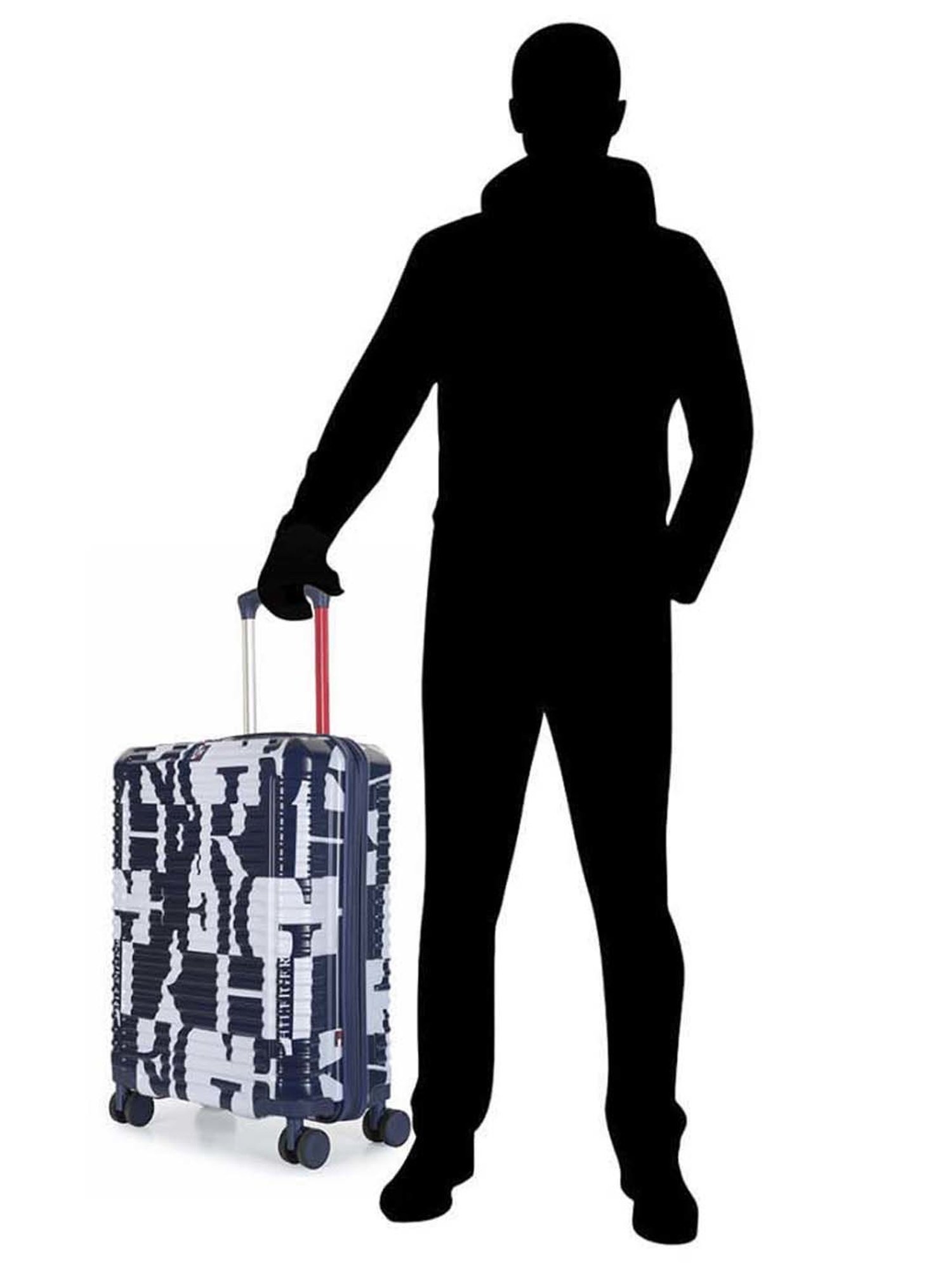 Tommy Hilfiger Navy & White Colorado Spring Hard Case Printed Large Checked Luggage