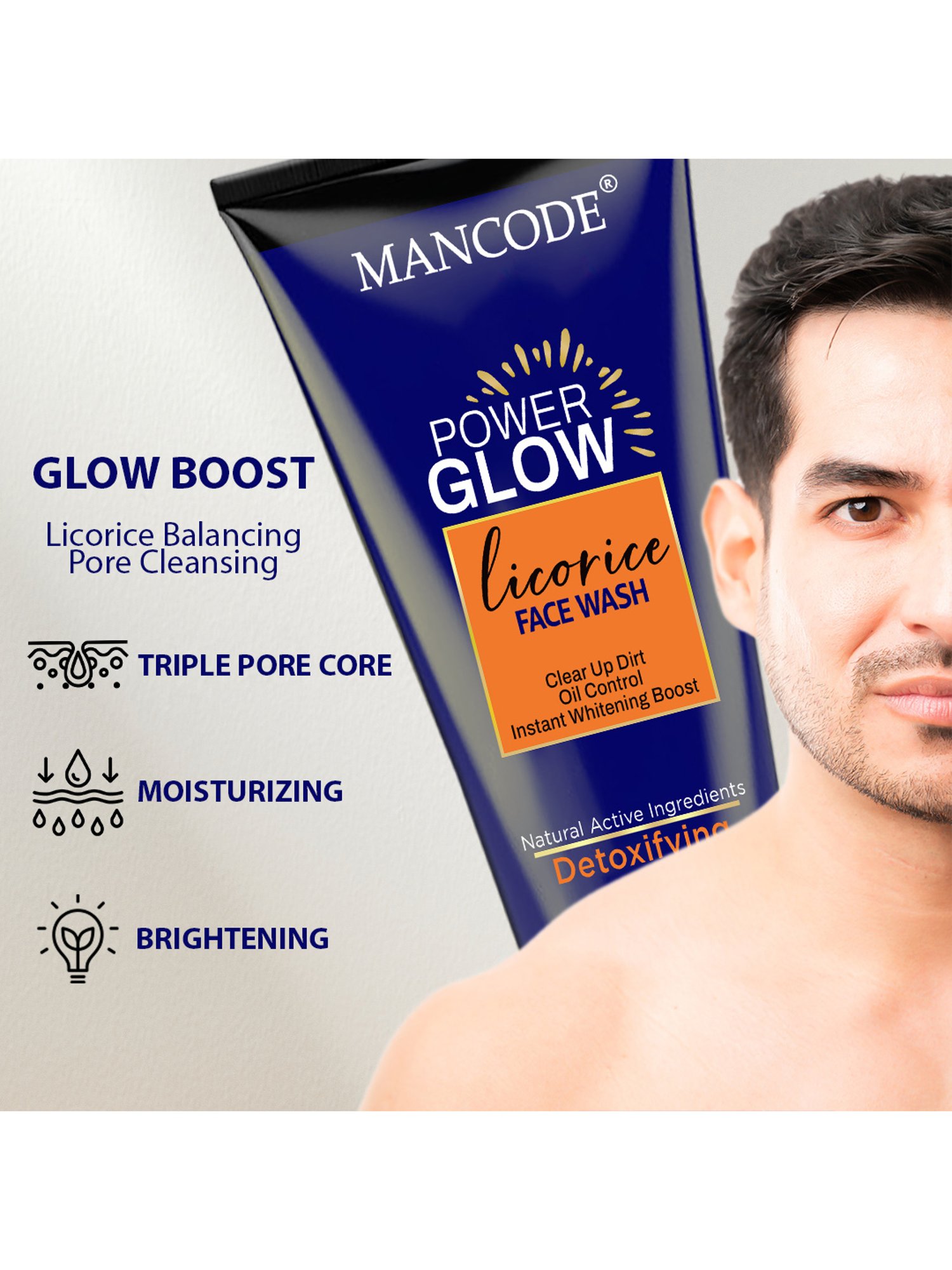 Mancode Power Glow with Licorice Face Wash for Men - 100 ml