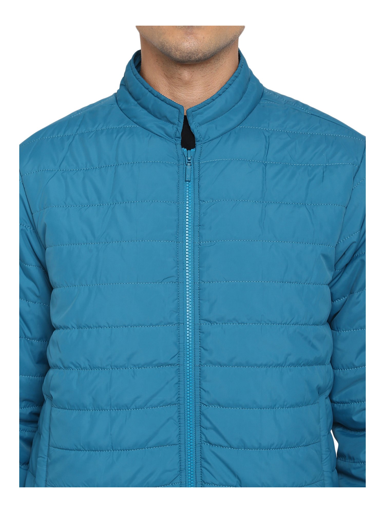 Red Chief Sky Blue Full Sleeves Mock Collar Jacket