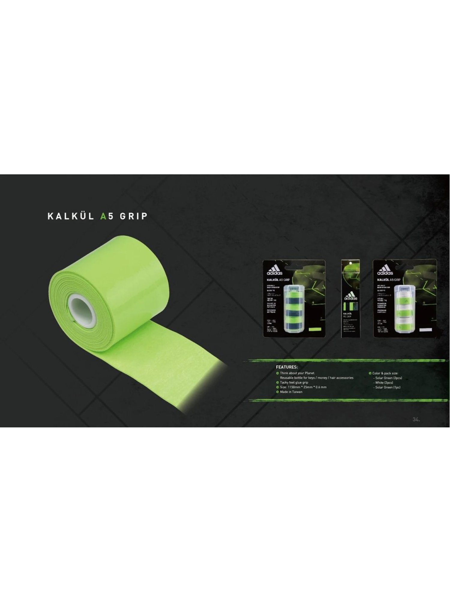 Adidas Kalkul A5 White Badminton Racquet Overgrips (Pack of 3)