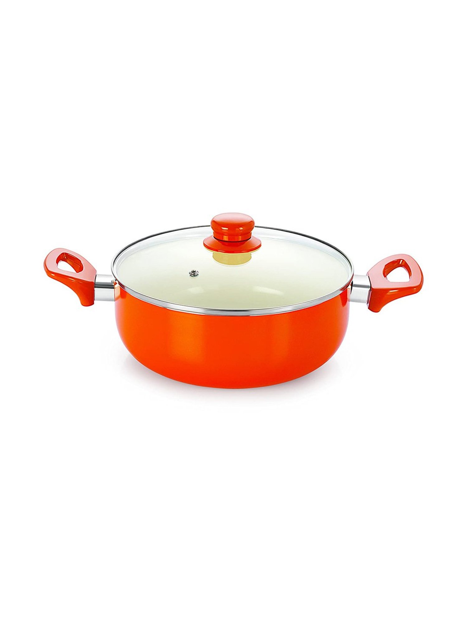 Nirlon Orange Non Stick Induction Casserole with Glass Lid - 2.6 L