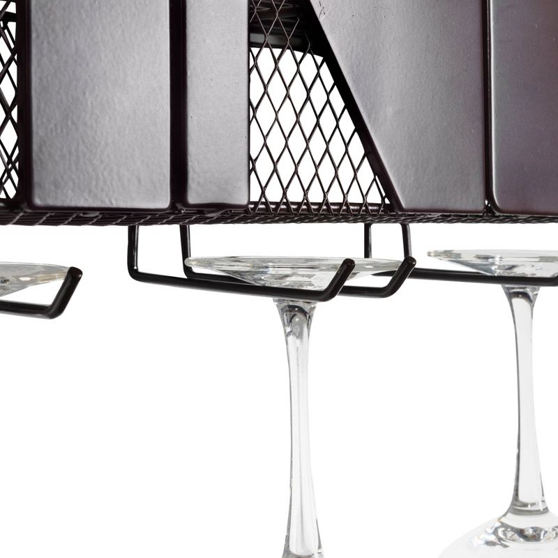 Metal Wall Mount Wine Bottle and Long Stem Glass Rack Brown - Danya B.