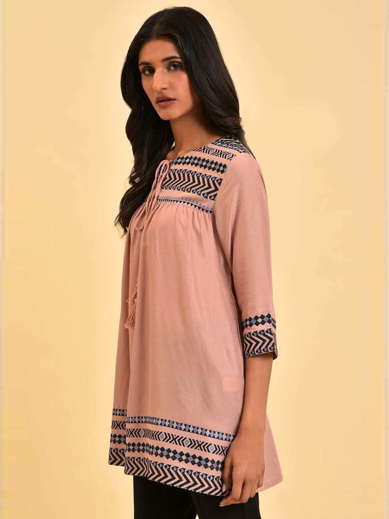 W Pink Embroidered Tunic