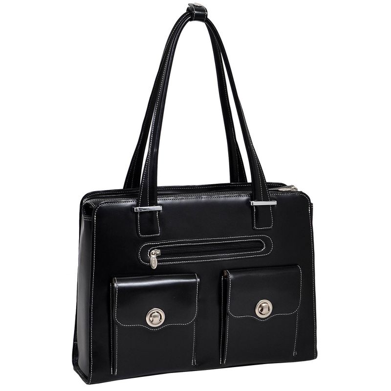 McKlein Verona 15" Leather Fly-Through Checkpoint-Friendly Ladies' Laptop Handbag - Black
