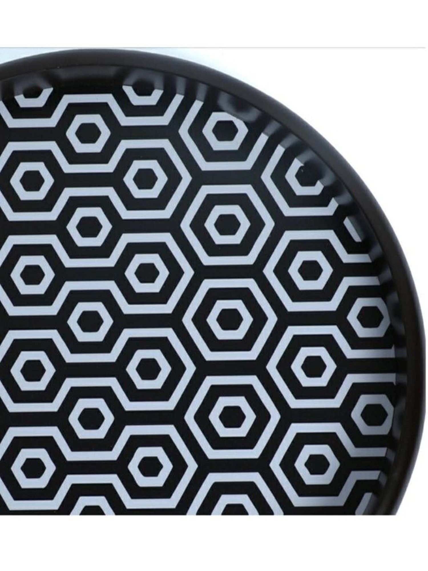 Crayton Black & White Round MDF Serving Tray - Set of 1