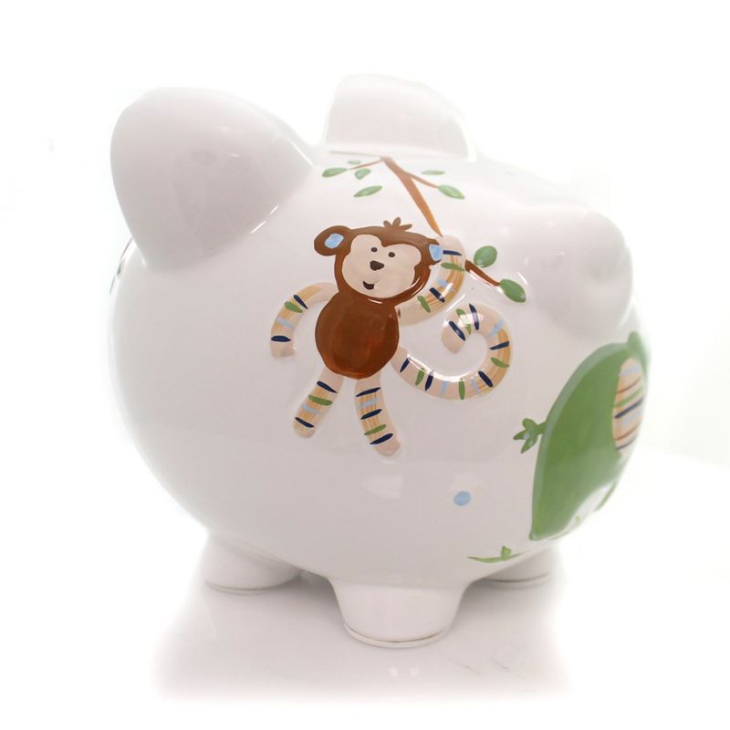 Bank 7.75" Blue Tropical Punch Piggy Giraffe Turtle Monkey  -  Decorative Banks