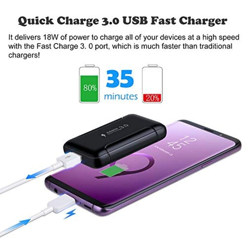 USB Wall Charger, Costyle 3 Pack 18W Extra Slim GaN Tech Fast Charge 3.0 Wall Charger Fast Charging Block with Foldable Plug Compatible for Android Phone, Galaxy S10 S9 Note 9, HTC 12 (Black)