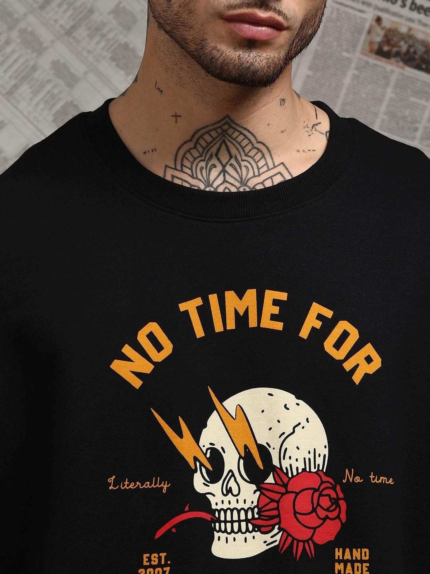 Difference Of Opinion Black Loose Fit Printed Unisex T-Shirt