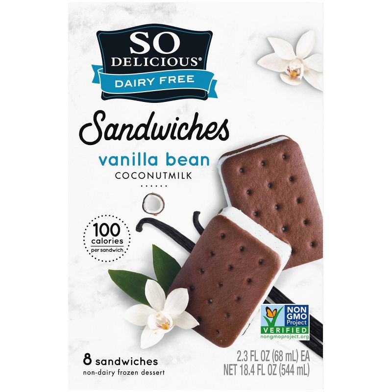 So Delicious Dairy Free Vanilla Bean Coconut Milk Frozen Dessert Sandwiches - 8ct