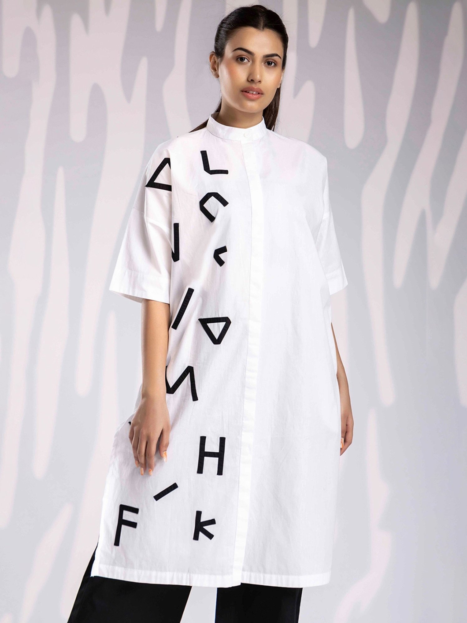 House of Manaa White Alphabetic Shirt