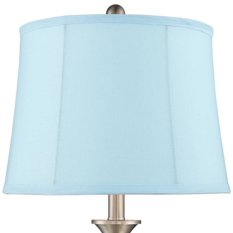 Regency Hill Arden Brushed Nickel Twist Blue Softback Table Lamps Set of 2