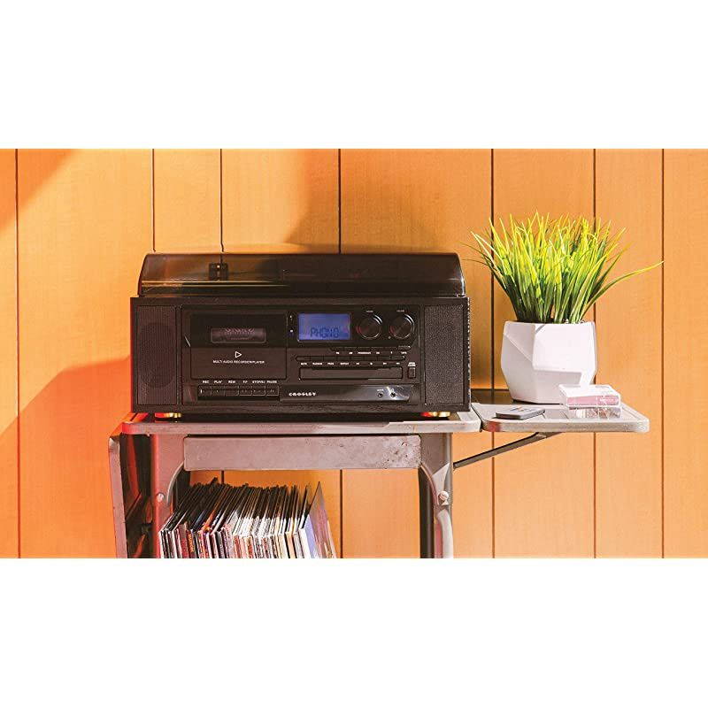 Ridgemont 3-Speed Turntable with Bluetooth, AM/FM Radio, CD Player, Cassette Deck, and Aux-in