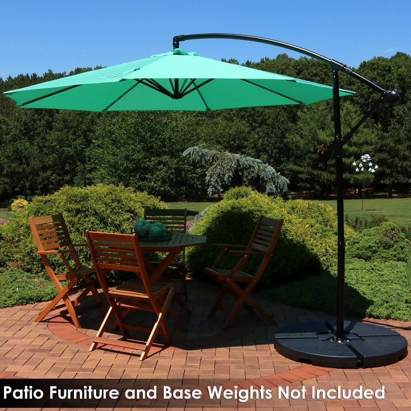 Sunnydaze Outdoor Steel Cantilever Offset Patio Umbrella with Air Vent, Crank, and Base - 9' - Seafoam