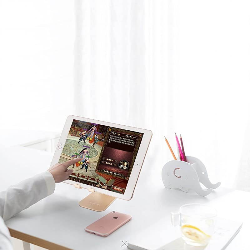 Adjustable Tablet Stand Holders,  Cell Phone Stands, Phone Desk Holder, iPhone Stand, iPad Stand, Aluminum Stands Cradle Dock for Switch, Fit All Smartphones and Tablets - Black