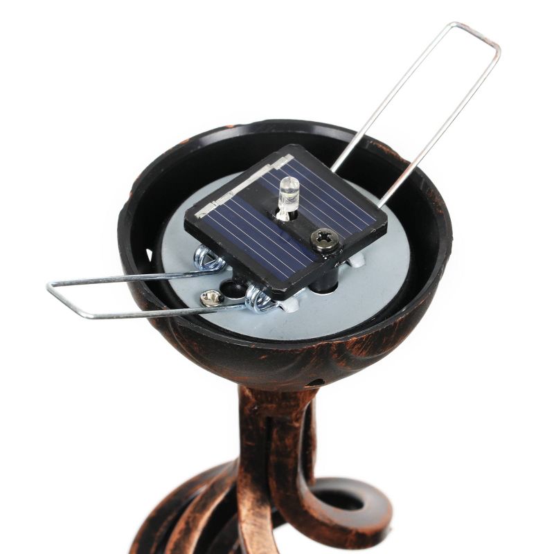 31" Solar Resin/Glass Crackle Ball Finial Garden Stake Bronze - Exhart