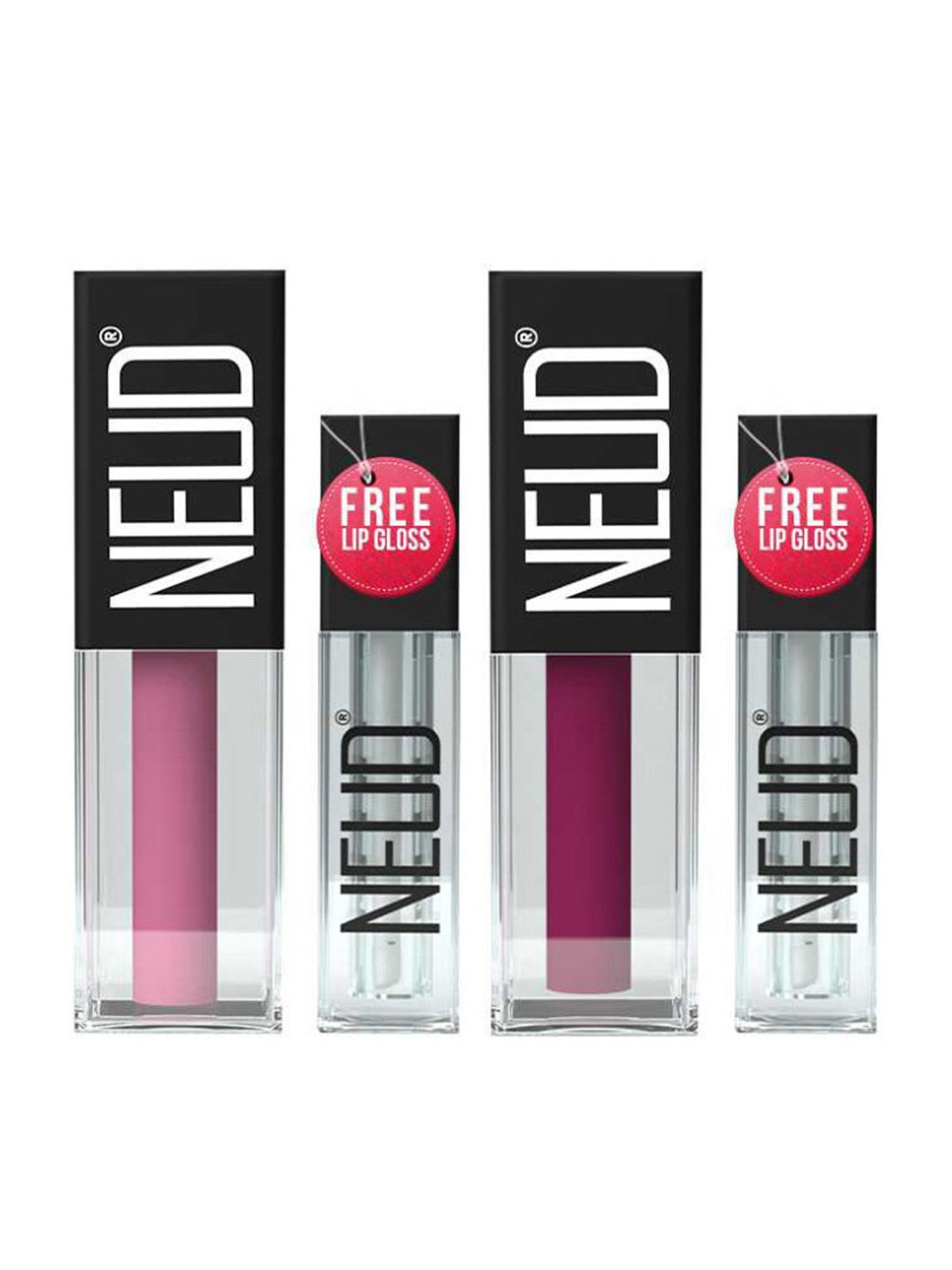 Neud Matte Liquid Lipstick Combo Supple Candy & Mauve-a-Licious with Two Lip Gloss Free