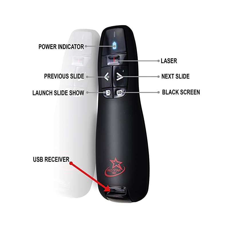 Wireless Powerpoint and Keynote Presentation Remote Clicker PR819 Black 1 Pack