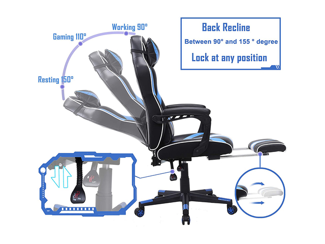 Zeanus Pink Ergonomic Gaming Chair for Girl, Gaming Chair with Footrest, Gaming Chair for Adults, High Back Racing Chair, Computer Chair with Massage, E-Sports Gamer Chair, Big and Tall Gaming Chair
