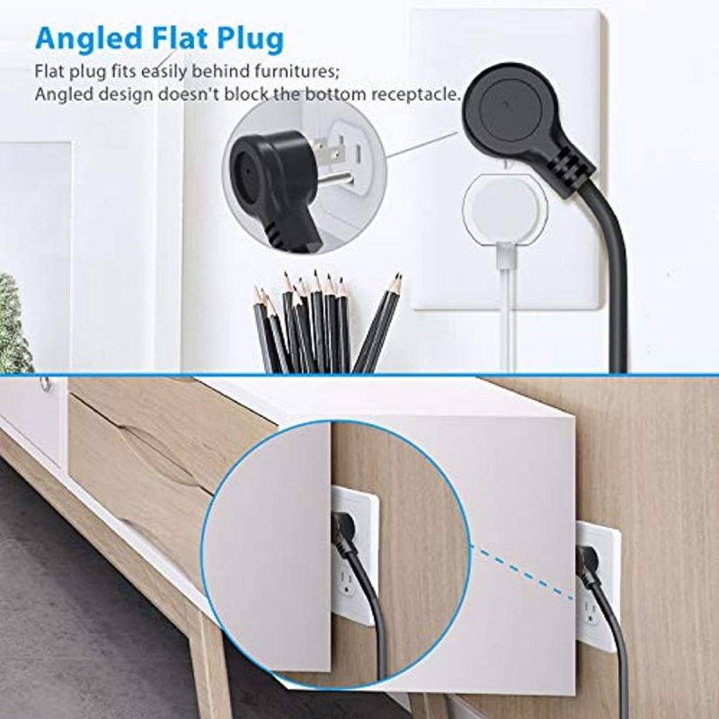 Power Strip with USB, TROND Wall Mountable Outlet Extender with 3 Widely Spaced Outlets and 3 USB Ports, Flat Plug, 4.5ft Extension Cord, for Home Office Nightstand, Black