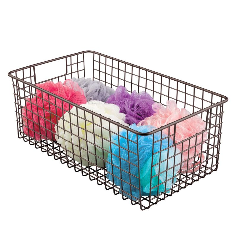 mDesign Metal Bathroom Storage Organizer Basket, 8 Pack - Bronze