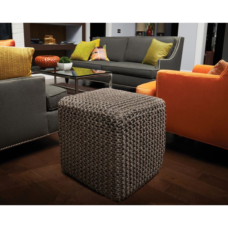 Gray Jute Square Pouf - Anji Mountain