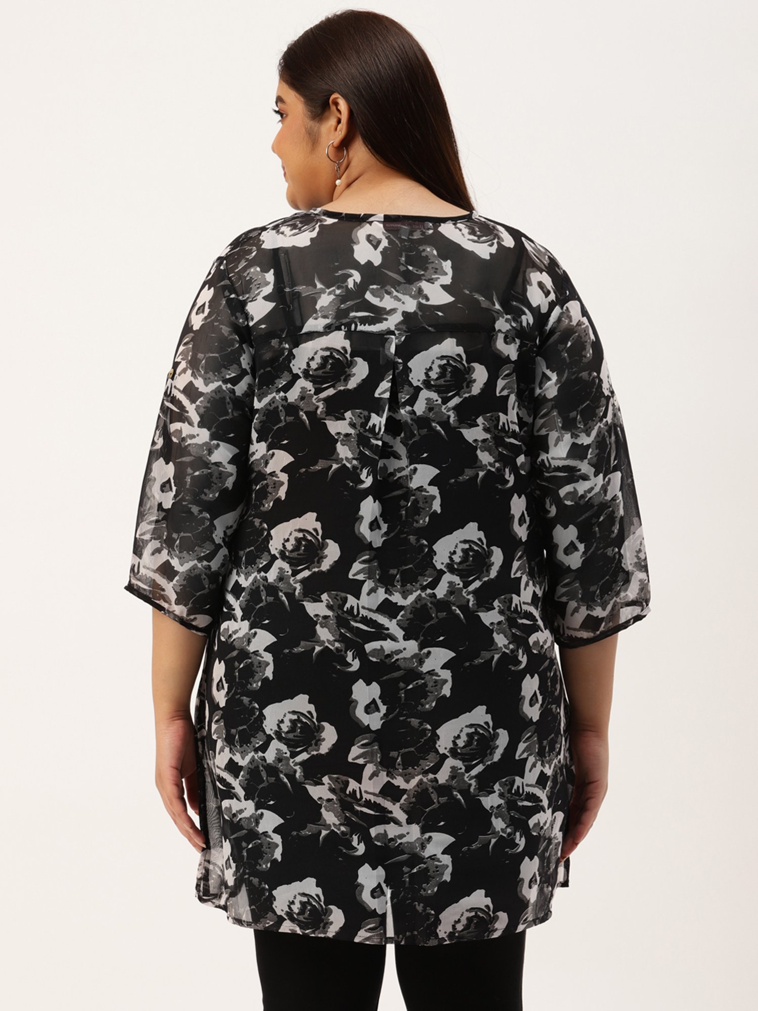 theRebelinme Black & Grey Floral Print Shirt