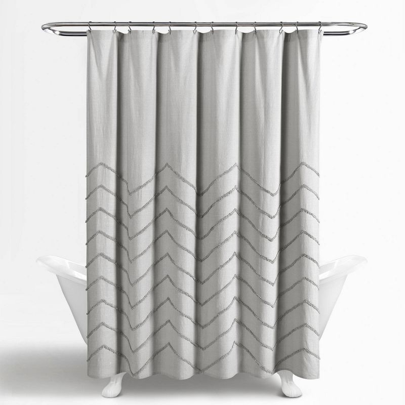Chenille Chevron Shower Curtain Light Gray - Lush Décor