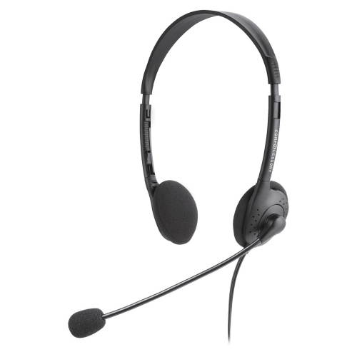 Compucessory CCS15154 Lightweight Stereo Headphones with Microphone  71 in. Cord  BK