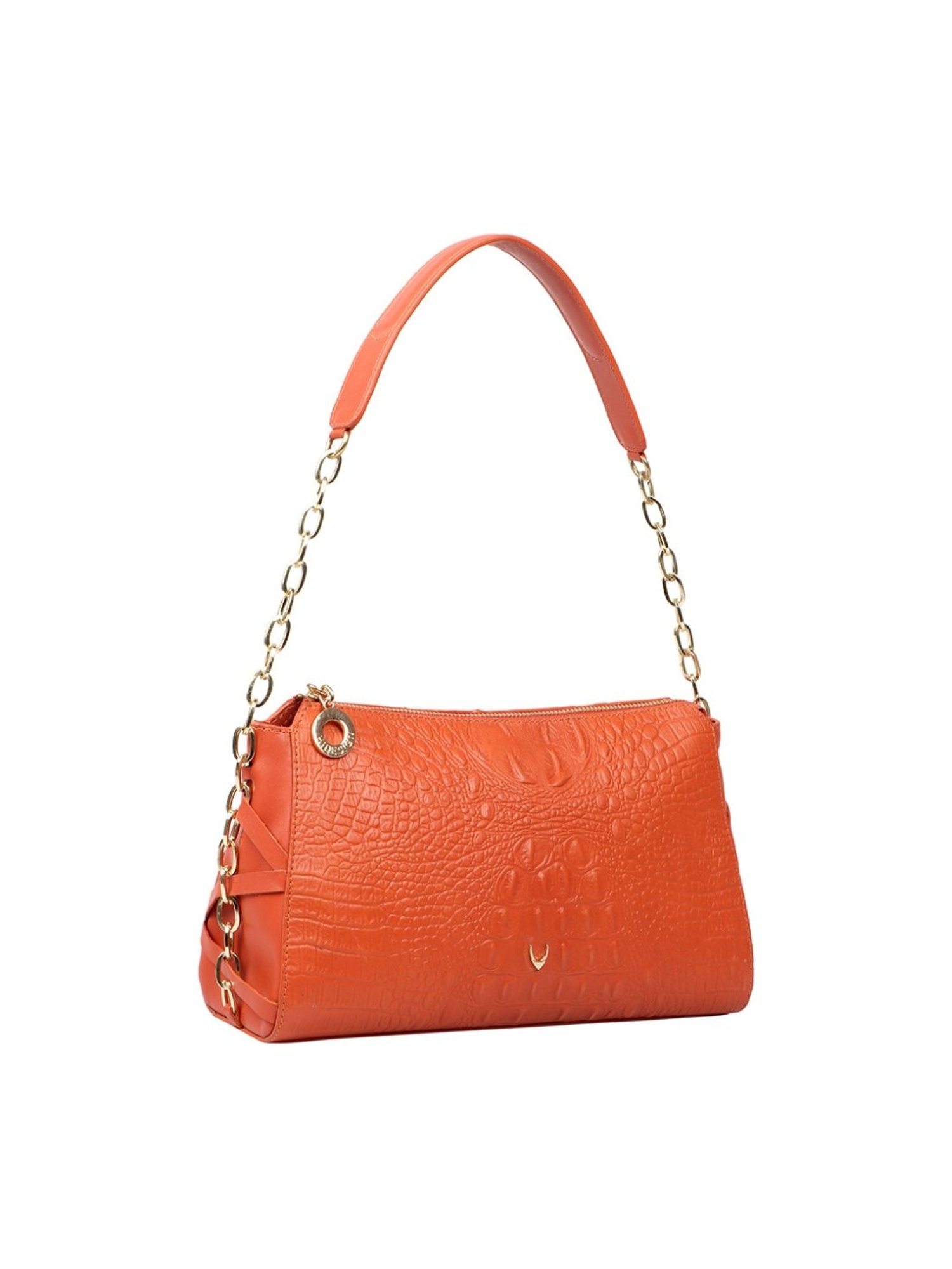 Hidesign Charleston Orange Leather Shoulder Handbag