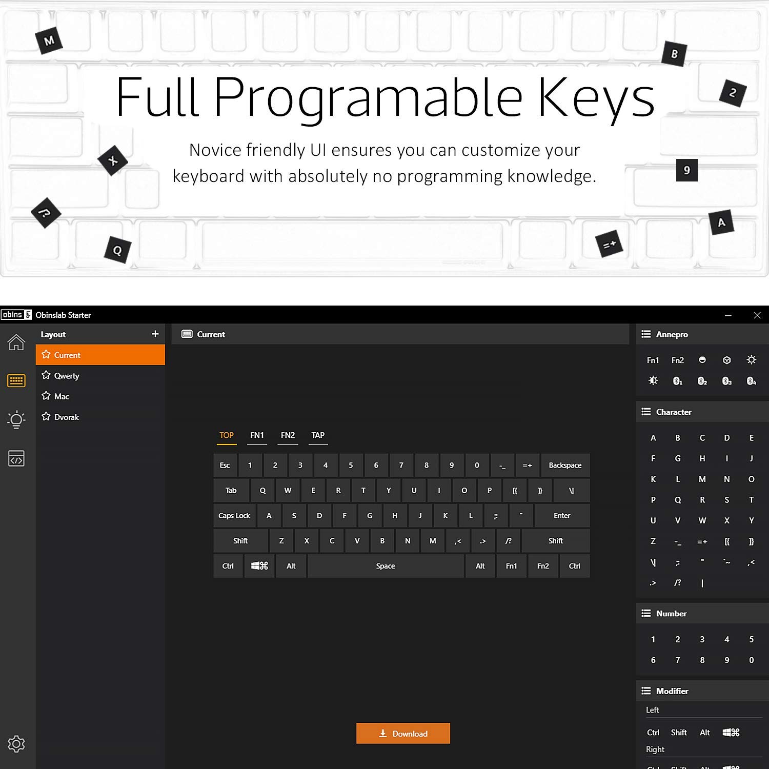 Anne Pro 2 60% Mechanical Keyboard Wired/Wireless Dual Mode Full RGB Double Shot PBT - Brown Switch