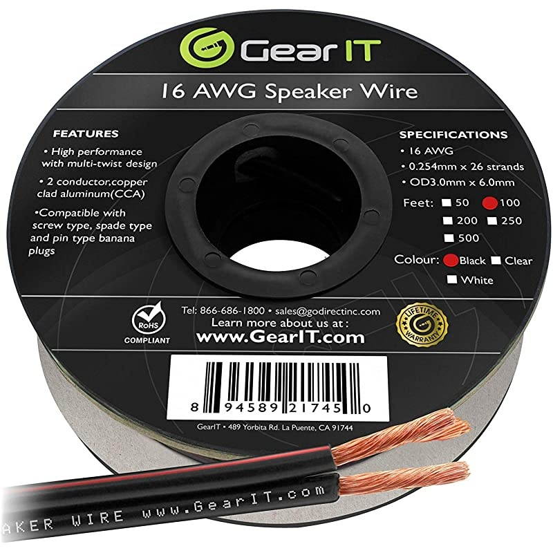 CERTICABLE 12AWG CL2 Rated 2-Conductor Loud Speaker Cable - 100 ft For In-Wall Installation