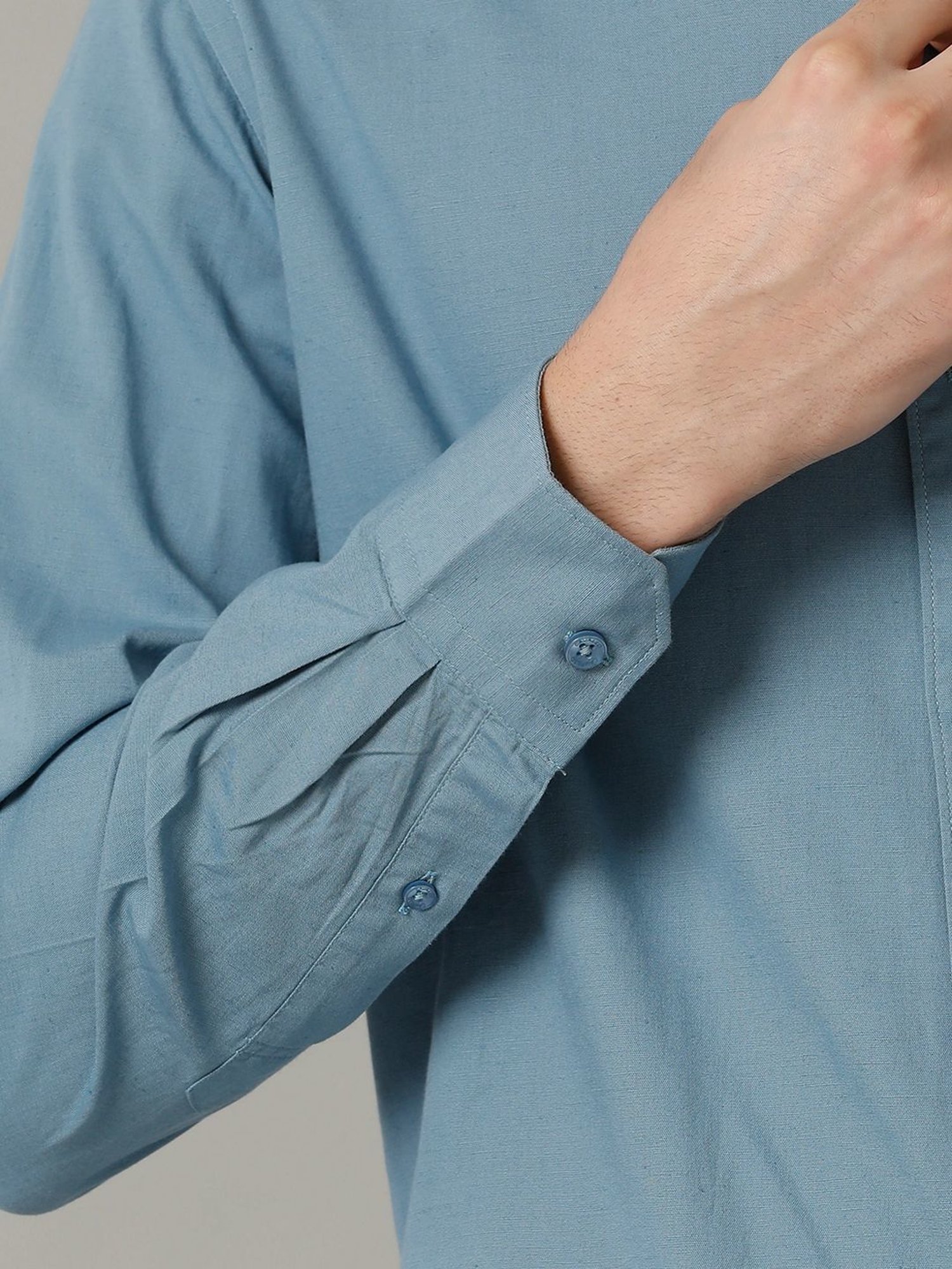 Cavallo By Linen Club Blue Linen Contemporary Fit Shirt