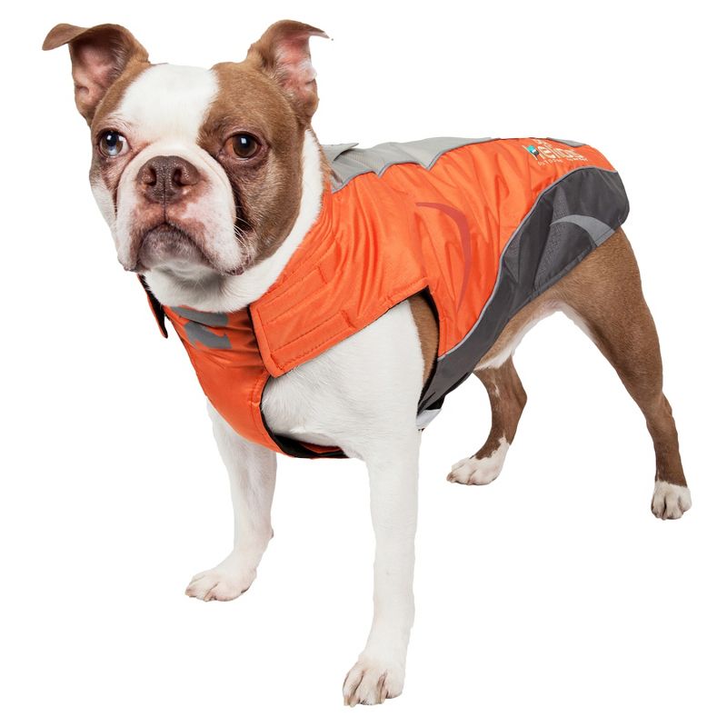 Pet Apparel Helios Dog Coat - M - Orange Dark Gray Light Gray