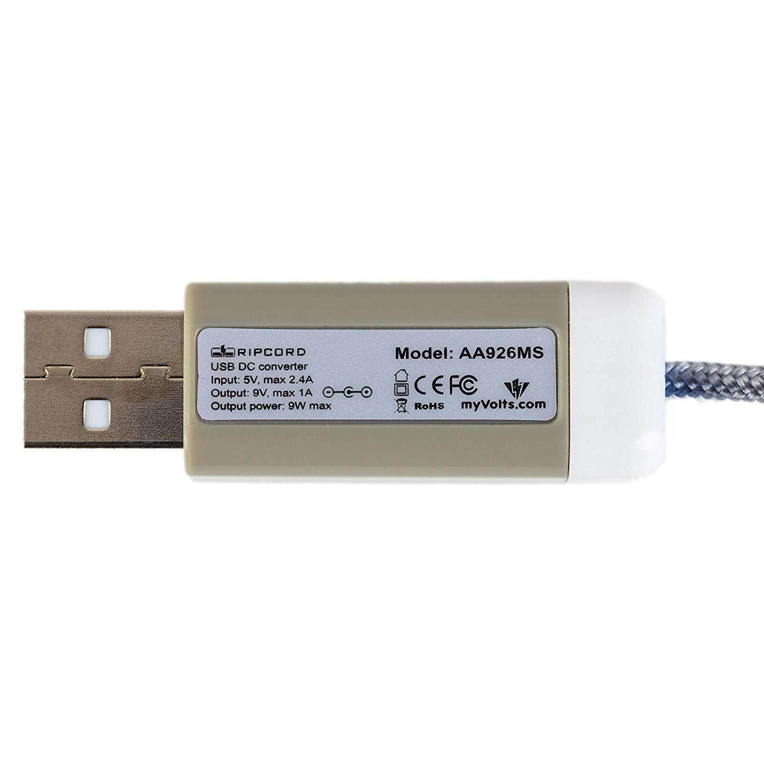 myVolts Ripcord - USB to 9V DC Power Cable Compatible with The Alesis DM6 USB Digital Drums