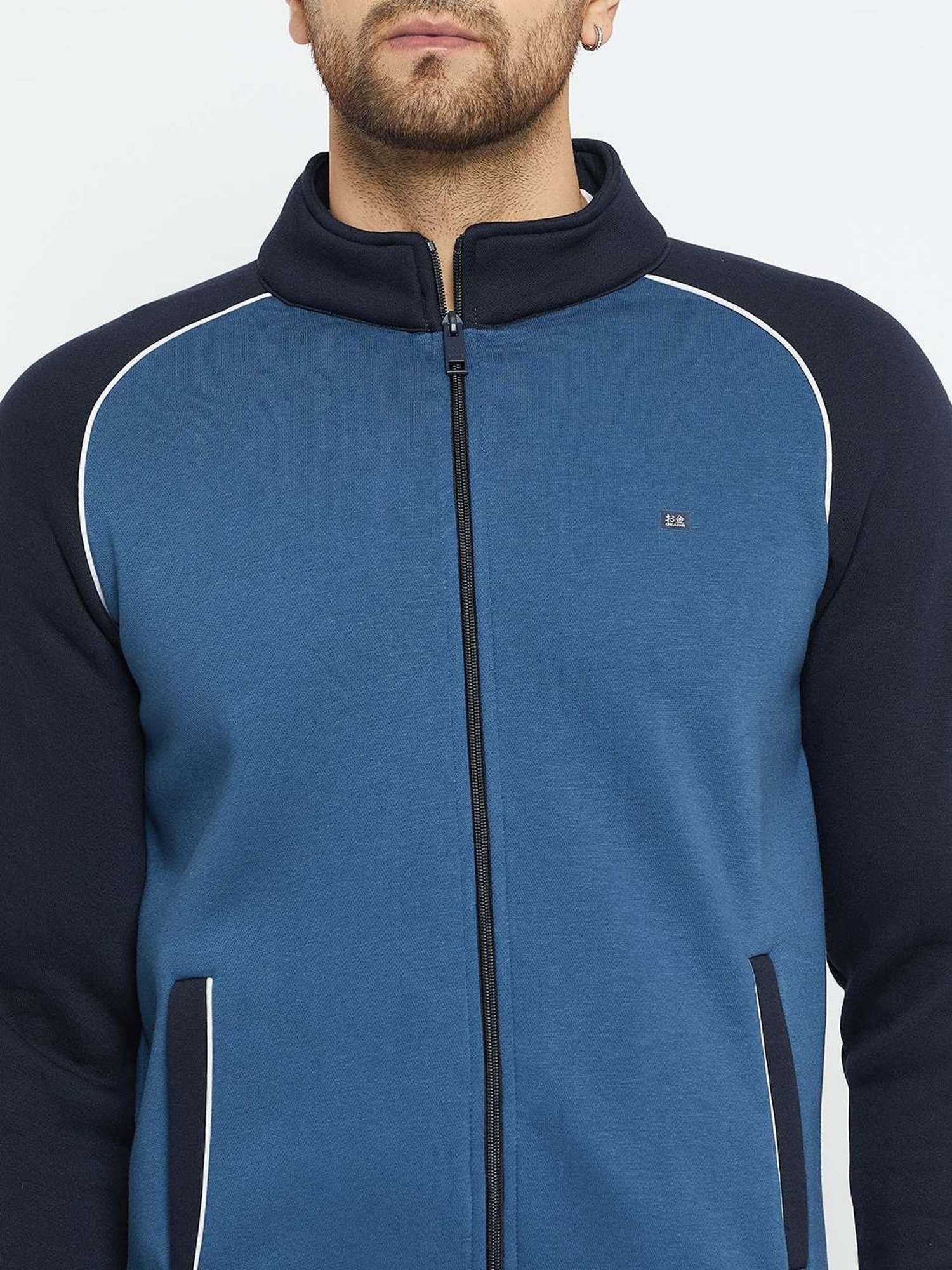 Okane Blue Regular Fit Colour Block Co-Ord Set