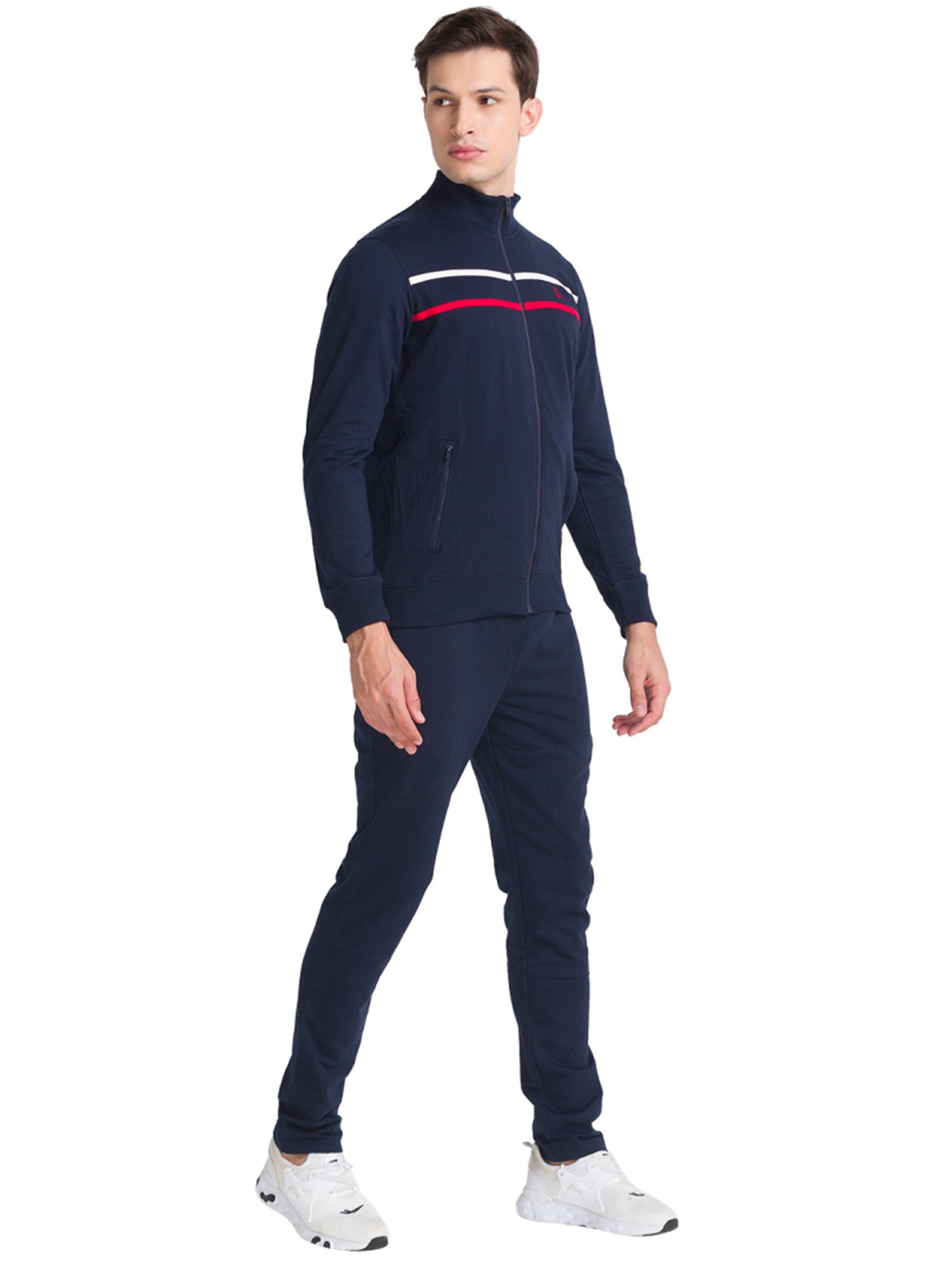 Parx Blue Regular Fit Striped Track Suit
