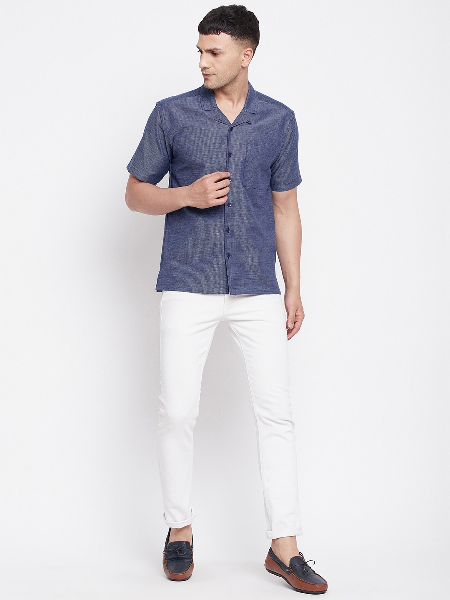 Even Blue Regular Fit Printed Shirt