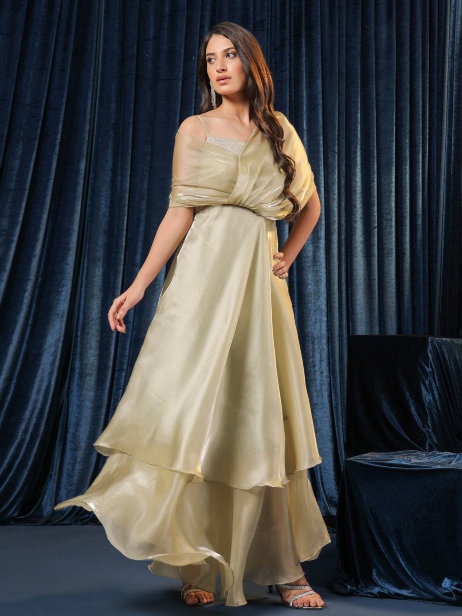 BInfinite Green Sparkle Sorbet Gleam Aura Flow Dress