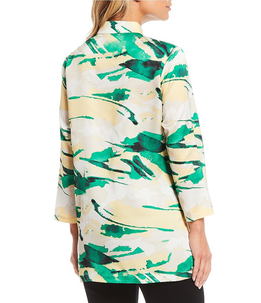 Misook Multi Abstract Bracelet Sleeve Button Front Jacket