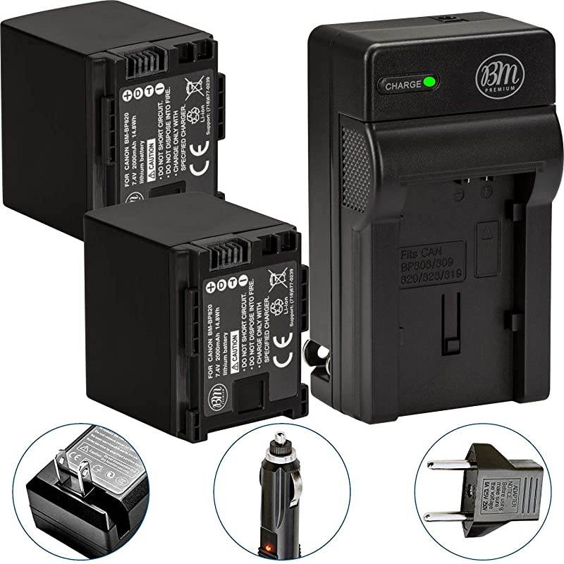 2 BP820 Batteries and Charger for Canon VIXIA HF G50 HF G60 XA40 XA45 XA50 XA55 GX10 HFG20 HF G21 HFG30 HFG40 HFM301 HFM41 HFM400 HFS200 XA10 XA11 XA15 XA20 XA25 XF400 XF405