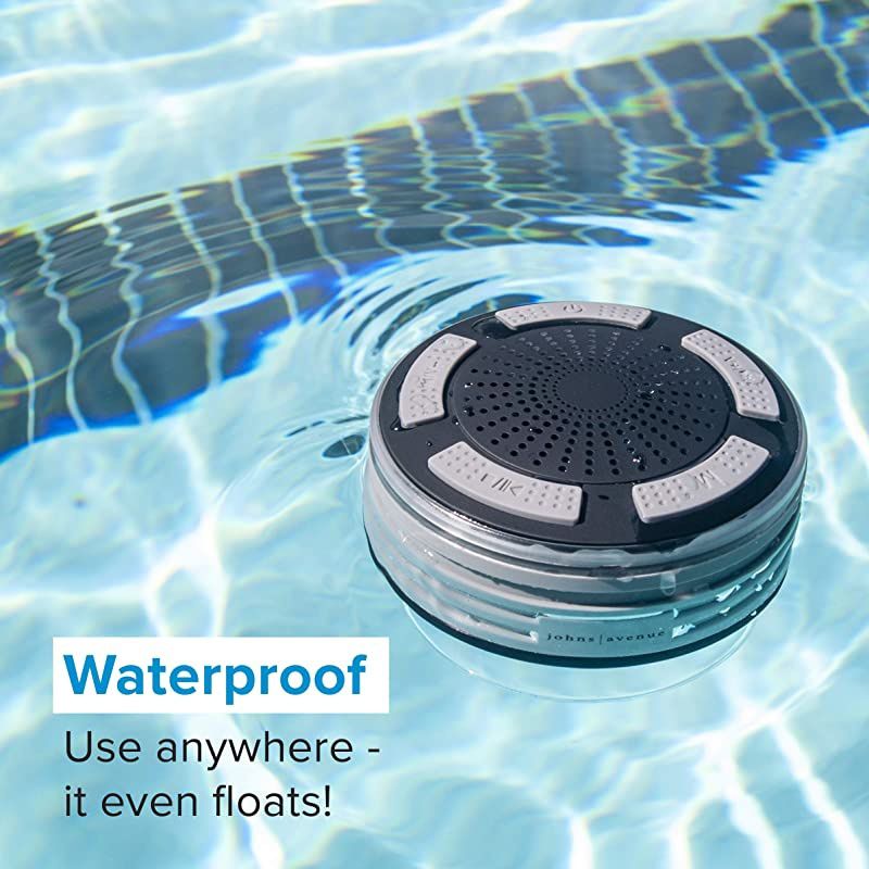 Bluetooth Shower Speaker by  Waterproof Wireless Portable Speaker with Strong Suction Cup and LED Mood Lights