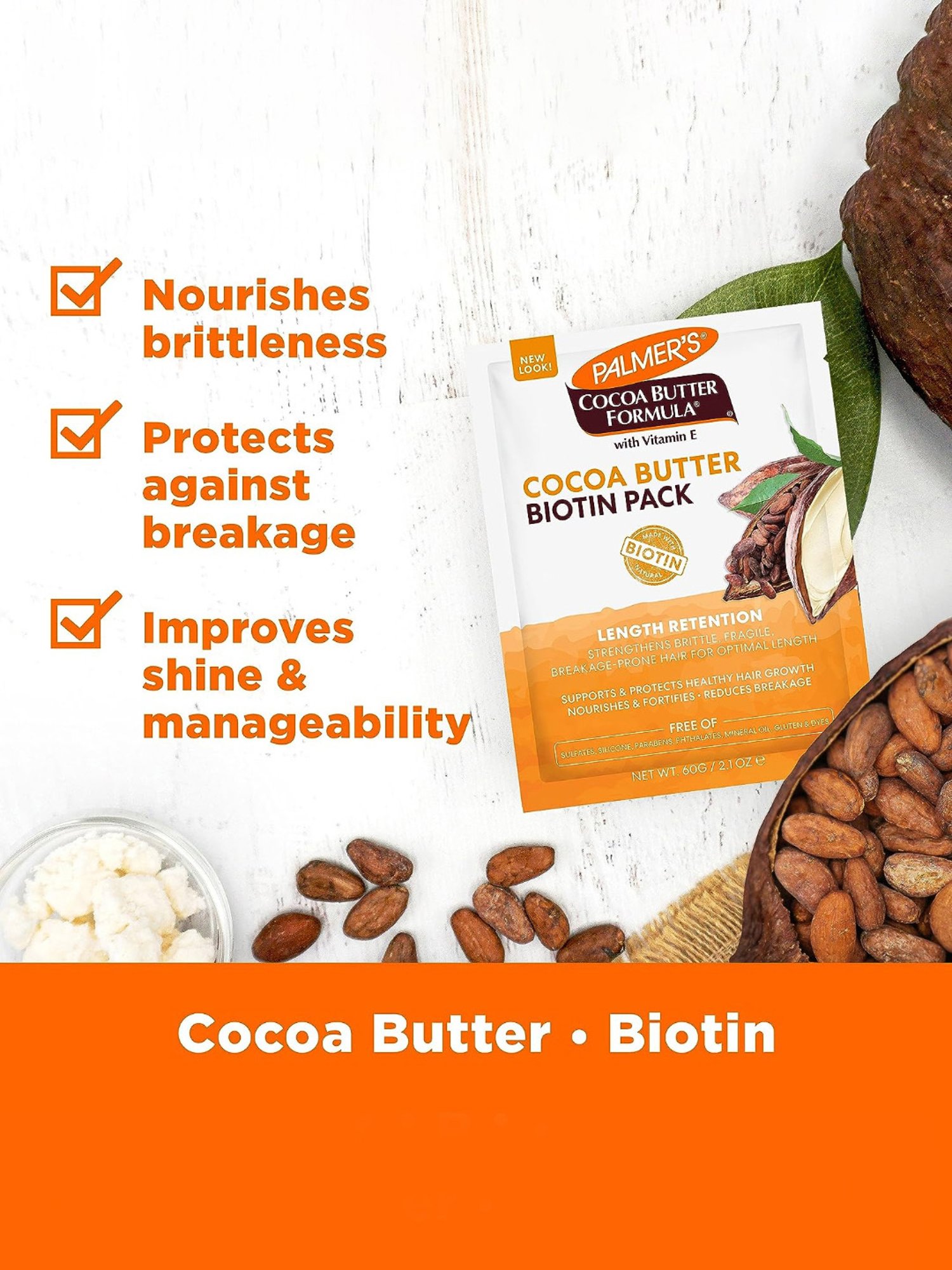 Palmer's Cocoa Butter Formula with Vitamin E with Vitamin E Length Retention Biotin Pack - 60 gm